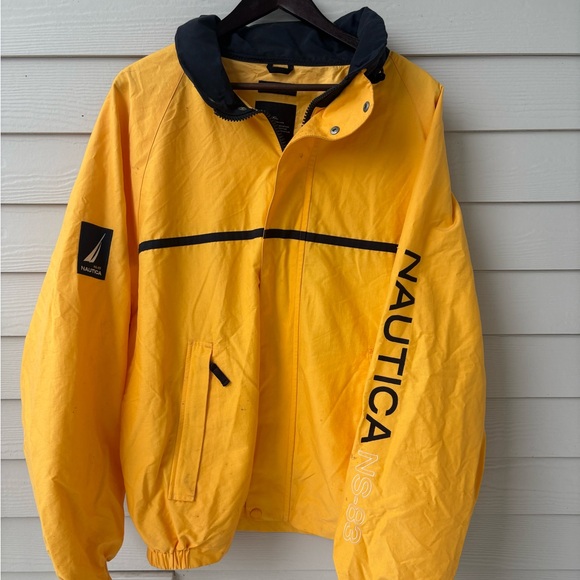 Vintage Nautica Men's Yellow Windbreaker Sailing Jacket - Picture 1 of 7